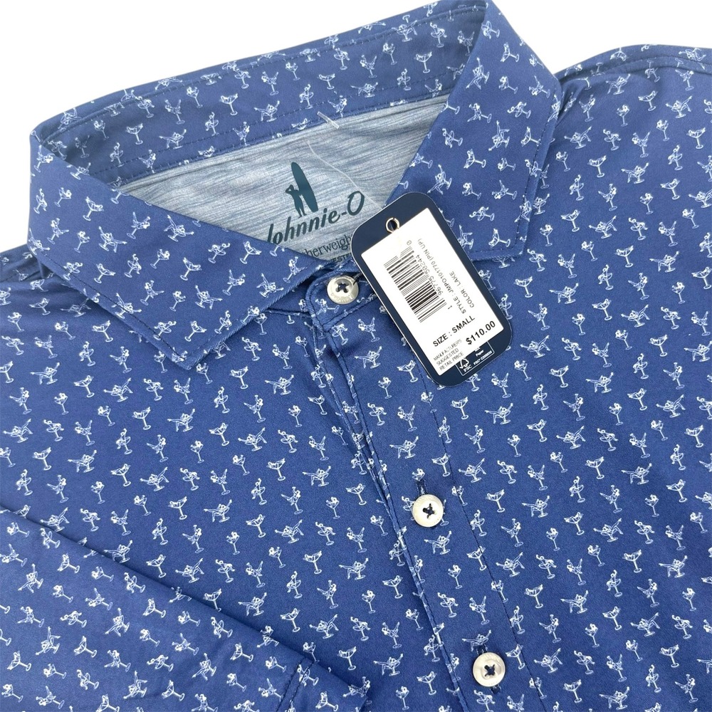 Johnnie-O Mens Pin Up Featherweight Polo Shirt Lake Blue Martini Small